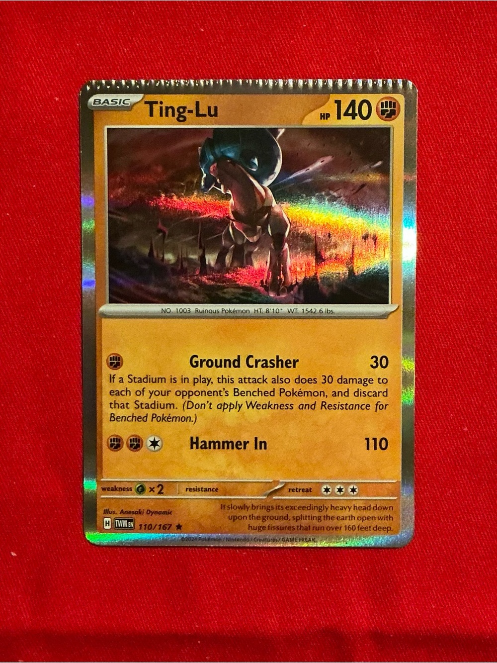 Pokemon Ting-Lu Holo Rare Error Card Crimped Miscut NM Scarlet & Violet Misprint